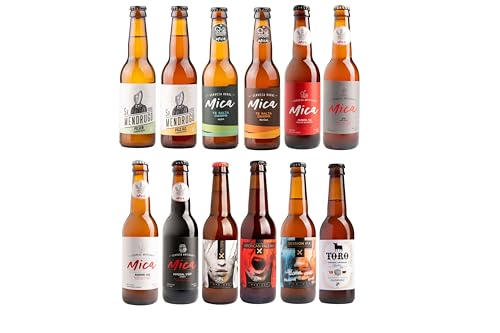 Mica - Pack de 12 Cervezas Artesanales, Pack Coleccionista, Incluye 6 Posavasos - 12x330ML