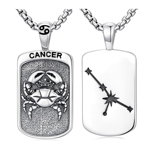 PROESS Sternzeichen Krebs Halskette 925 Sterling Silber 12 Sternbilder Anhänger Horoskop Astrologie Halsketten Sternzeichen Schmuck Geschenke für Frauen Männer