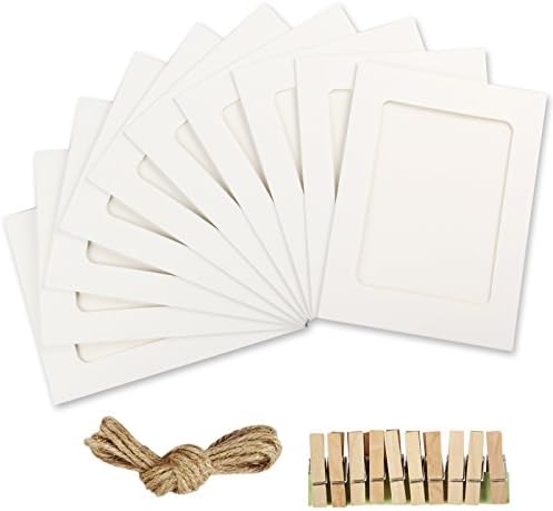 YILOVE Cardboard Paper Picture Frames 5x7 Inch DIY Photo Frame with Clips and String, White