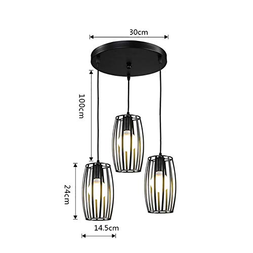 Éclairage pendentif réglable plafonnier industriel moderne 3 lumières noir - 5