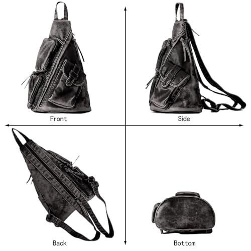 Image of Sling Bag for Women Men, Vintage Crossbody Backpack, Multi-Purpose Shoulder Casual Daypack, Chest Bag Fanny Packs (Retro Grey)