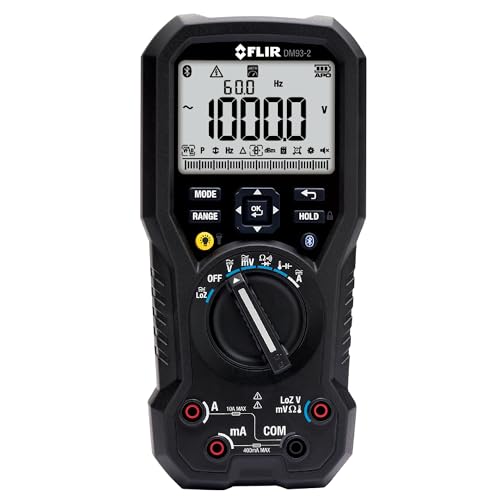 Image of FLIR DM93-2 True RMS Industrial Digital Multimeter | 5-digit dual display, LED backlight, VFD mode, LoZ, LED worklights, METERLiNK, leads, temp probe