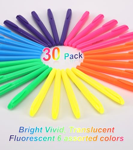 30 Pack Highlighters Bulk 6 Assorted Colors No Bleed Bright, Back to School - image 3
