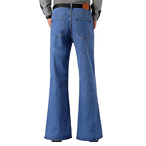 HAORUN Men Bell Bottom Jeans 60s 70s Flared Denim Pants Regular Fit Party Trousers4
