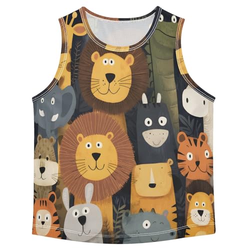 Bolaz Boys Athletic Quick Dry Tank Top Sleeveless Workout T Shirts Age 11-15,Animal Head