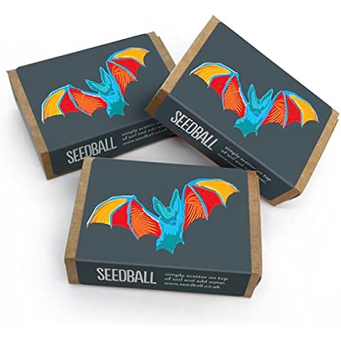Bat Mix Wildflower Seeds by SEEDBALL (Pack of 3) | Wildflower Mix for Attracting Bats to Your Garden | Presents for Bat Lovers & Gardening Gifts for Men & Women | Easy to Grow Wildflower Seed Bombs Cover