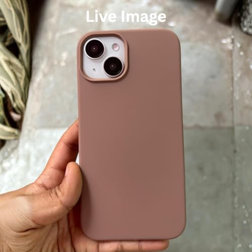 Image of Liquid Silicone Case Compatible for iPhone 15 Plus Brown | Slim Back Cover | Soft Touch Bumper | Shockproof Drop Protection | Microfiber Cloth Inside | Sleek Solid Design