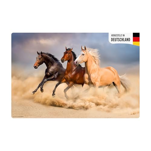 Schreibtischunterlage abwaschbar - Drei Pferde - aus premium...