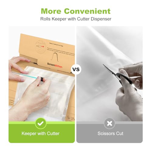 Bonsenkitchen 11 Inch X 150’ Food Vacuum Seal Roll Keeper With Cutter, Vacuum Sealer Bags Rolls For Food Storage thumb #2