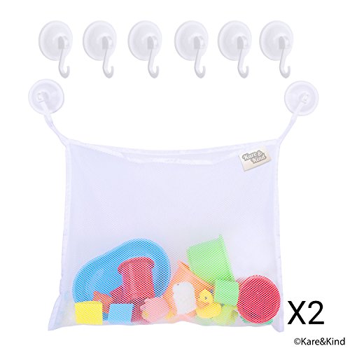 Bath Toy Organizer Set - 2 Extra Large Mesh Bags - 6 Extra