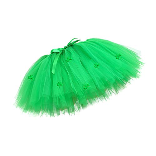 ABOOFAN Tutu for Toddler Girls Patricks Day Tutu Skirt 3-Layer Tulle Mesh Dress up Green
