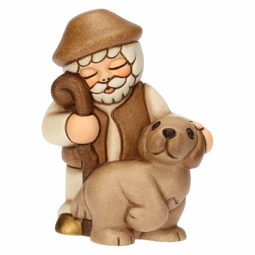 THUN - Pastore con cane - ceramica - Collezione Presepe Classico - 5,8 x 4,8 x 7,9 cm
