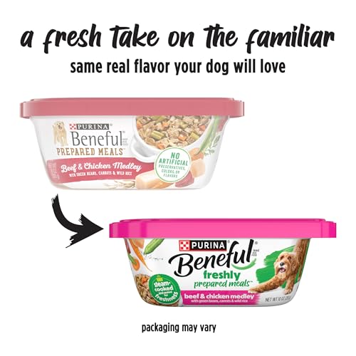 Image of Beneful Purina Dog Food Freshly Prepared Meals Beef and Chicken Medley with Green Beans, Carrots and Wild Rice - 10 oz. Tubs (Pack of 16)