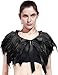 Produktbild iwobi Gothic Schwarzer Natürliche Feder Cape Umschlagtücher Schal, Partei-Abend-Kleid-Kap