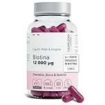 Biotina 12.000 µg Alto Dosaggio con Cheratina, Selenio e Zinco – Integratore Alimentare per Crescita di Capelli, Pelle e Unghie – Trattamento 3 Mesi – 100 Capsule Vegetali – Beyond Elements