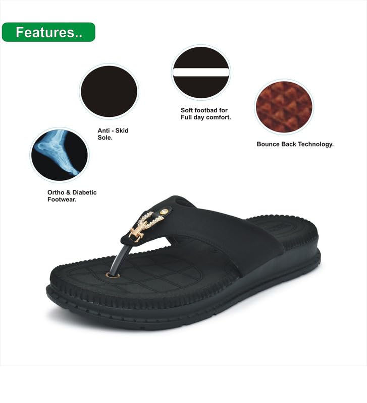 Image of HEALTH FIT Diabetic & Orthopedic with Super Extra Soft Ortho Care Anti-Skid Doubleu Flip-Flops for women Slippers /Doctor Chappal & Footwear HF329