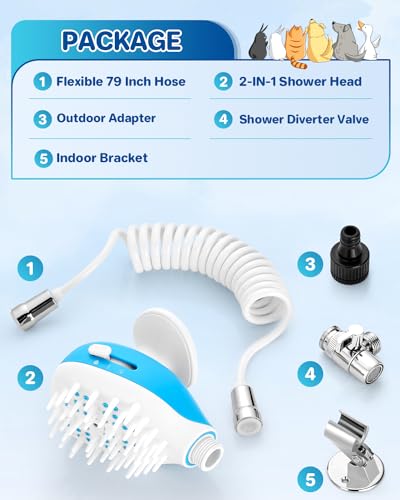 Sink Faucet Dog Shower Attachment – 2-in-1 Dog Shower Head, Bath Sprayer & Soap Dispenser, Pet Bath Brush, 79″ Dog Bathing Hose Shower Set for Tub Faucet, Indoor & Outdoor Sink Faucet Dog Shower Attachment – 2-in-1 Dog Shower Head, Bath Sprayer & Soap Dispenser, Pet Bath Brush, 79″ Dog Bathing Hose Shower Set for Tub Faucet, Indoor & Outdoor