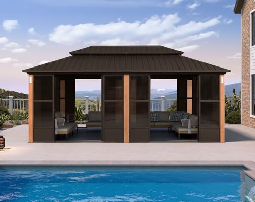 PURPLE LEAF 12' X 20' Outdoor Hardtop Gazebo with Solarium