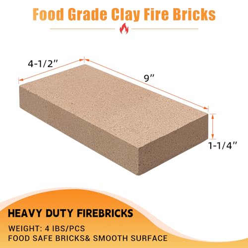 Image of Fire Bricks, Woodstove Firebricks, Size 9″ x 4-1 /2″ x 1-1 /4″, 2-Pack, Insulating Fire Bricks, 1.25 inch Thick Clay Firebricks Replacement for Wood Stoves, Fireplaces, Fire Pit, Kiln, Pizza Oven