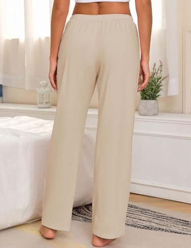 Image of Veseacky Women 100% Cotton Pajama Bottoms Comfy Soft Lounge Sleep Pants Drawstring Sleepwear 3 Pack S-XXL