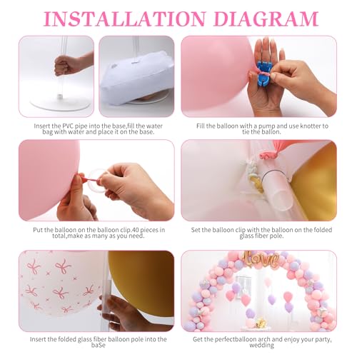 Balloon Arch Kit, Adjustable 10FT Wide & 8FT Tall Balloon Arch Stand Kit with Water Fillable Bases, Garden Arbors Plant Support Stand with 40pcs Balloon Clips for Wedding, Graduation, Holiday Party - Image 6