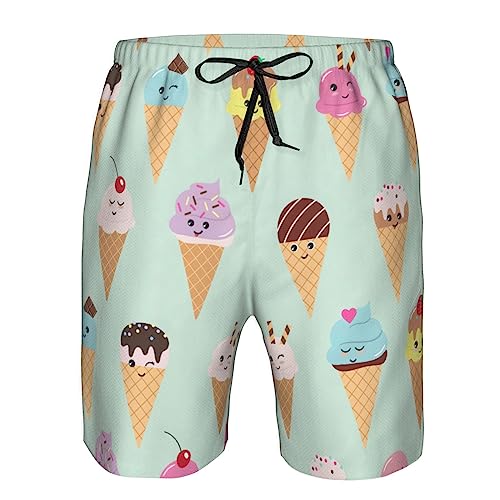 Ice Cream Cones Print Mens Swim Trunks Quick Dry Swim Shorts Swimsuits with Pockets Beach Shorts for Men4