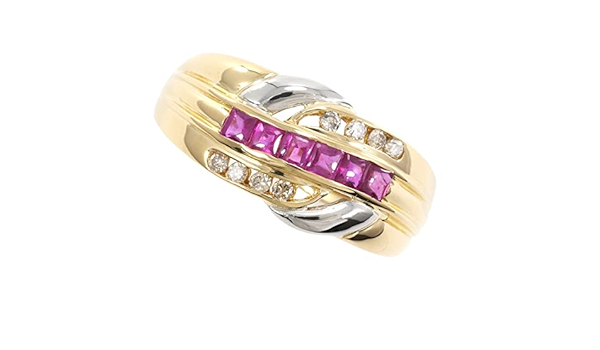 室内搬入設置無料 K18 pt900 リング 幅3.8㎜ ルビー ダイヤ 14号 1.86