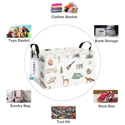 Image of Rectangular Folding Laundry Basket,Waterproof Canvas Basket,Gift Basket,Suitable for Children's Room,Office,Clothes,Toys Storage(Outdoor adventure)