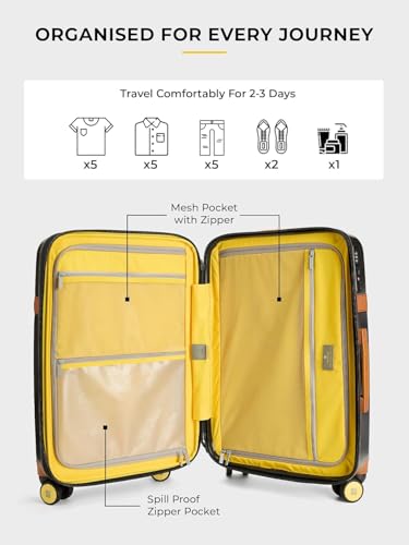 Image of EUME Aerobrush Cabin 56L + Trunk Medium 66-74cm Expandable Check-in Luggage Set of 2 | German Polycarbonate Hard Suitcases | 8 SilentRun Spinner Wheels | TSA Lock | Black