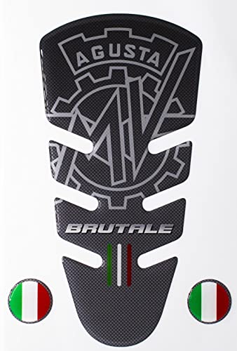MADE IN ITALY ADESIVI PARASERBATOIO TANKPAD RESINATO EFFETTO 3D - ADESIVI-STICKER 3D compatible,MV Agusta Brutale Tank Pad mod. D-Top+2 FOR FREE 9x18cm,