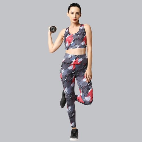 Image of SOIE Women's Medium Impact Quick Dry Padded Racerback Printed Athleisure Sports Bra
