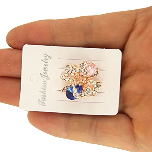 Pinza de mandíbula metálica con cristales y rhinestones Yeshan diseño pequeño de mariposa, pack de 6 miniatura 5