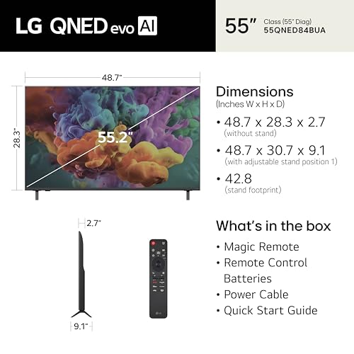 Image of LG 55-Inch Class QNED evo AI QNED84B Series Mini LED 4K Smart TV w /HDR10, AI Super Upscaling 4K, Filmmaker Mode, Wow Orchestra, Compatible with Alexa (55QNED84BUA, 2026)