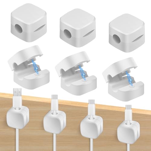 Set De 6 Soportes Magnéticos Para Cables YUNYU, Autoadhesivos, Para Cables De Hasta 7,5 Mm, En Negro