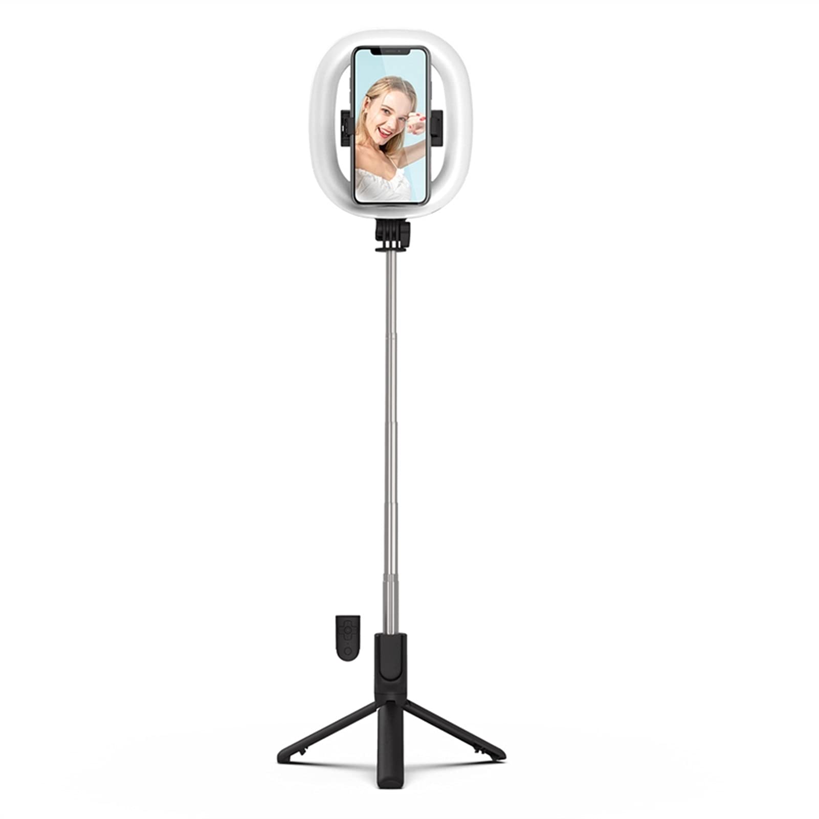 SCRUBY Pieghevole LED Selfie Stick Dimmerabile Telecomando Bluetooth Treppiede Anello Luce di Riempimento Portatile con Telecomando