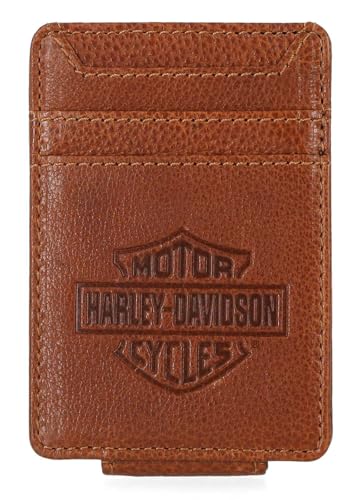 Harley-Davidson Men's Bar & Shield Front Pocket Leather Money Clip – Cognac