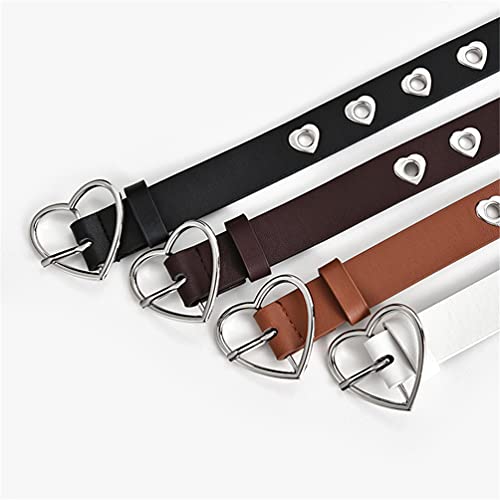 Familyhouse Heart Belt Studded Eyelet Belt Punk Leather Waist Belt With Metal Heart Buckle for Ladies Jeans3