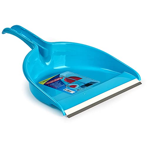 CABLEPELADO Recogedor de Mano plástico con Goma | Resistente y Duradero | Limpieza hogar | Herramienta de Limpieza | Apto para Limpieza de Polvo, Basura, Ceniza u Hojas | 26 cm Ancho recogedor | Azul