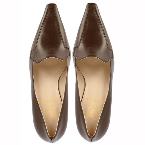 Image of LEHOOR Women Vintage Chunky Block Heel Pumps Shoes Square Pointed Toe Slip On Formal Office Work Business Loafers Shoes Suede Snakeskin Cone Heel Oxford Shoe Ladies Professional Chic Fall 4-11 M US