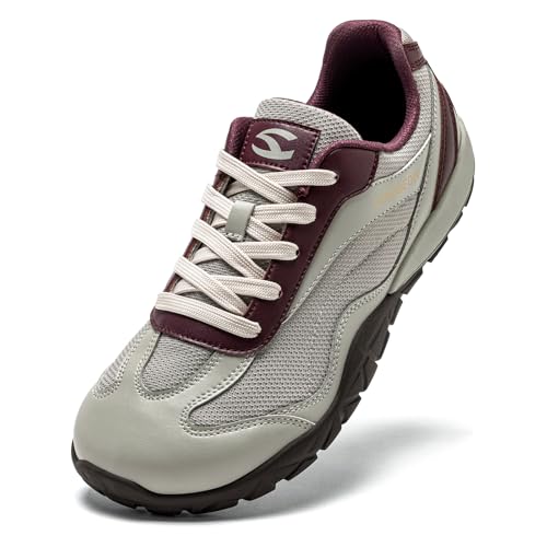 HOBIBEAR Fashion Minimalist Barefoot Shoes for Women Wide Toe Box & Zero Drop Sole | Lightweight Sneakers for Workouts & Walking Gray Red