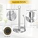 Paper Towel Holder Stainless Steel - One Hand Tear Paper Towel Dispenser Standing Weighted Base Non Slip, Spring Arm, Stainless Steel Paper Towel fits in Kitchen Bathroom Countertop (Silver)