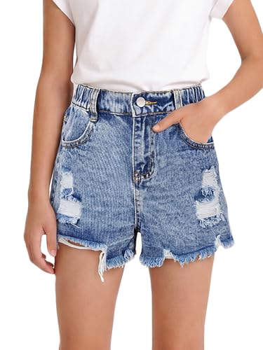 Pantalones vaqueros rasgados de niña con cintura elástica que garantizan confort