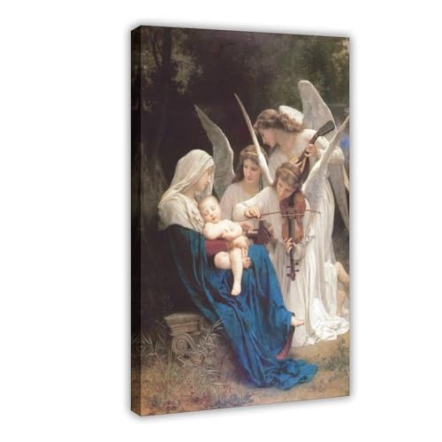 Tableau La Chanson des Anges Bouguereau, impression sur toile avec cadre pour bureau 30x45 cm