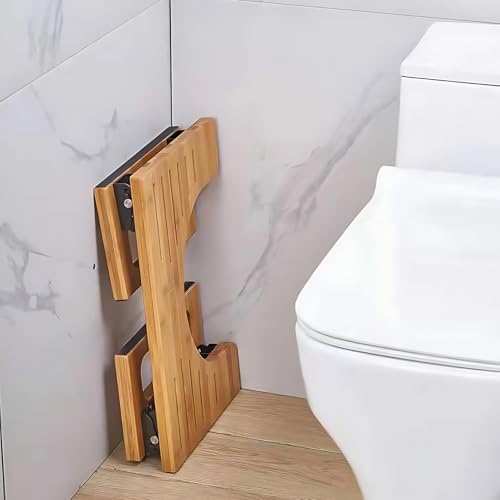 Klappbar Toilettenhocker Aus Bambus, WC Hocker Für Erwachsene, Rutschfester Squatty Potty Hocker, Klohocker Für Entlasten Sie Den Darm Und Lindern Sie Verstopfung Und Blähungen, A