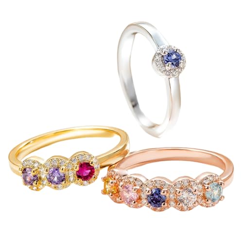 Custom 1 2 3 4 5 Birthstone Ring Gift for Her Personalized Gemstone Ring Mothers Day Gift for Mom Engagement Ring Anniversary Ring January Birthstone Garnet Ring Custom Birthstone Month