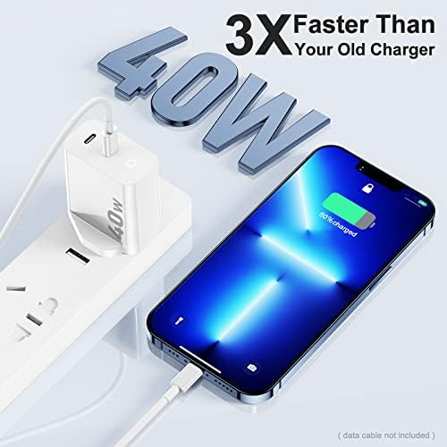 40W USB C Fast Charger,Dual Port UK PD Wall Charging Plug,Type C Power Adapter for Apple iPhone 14 13 Pro Max/12 Pro/11/iPad Pro/Samsung Galaxy S22/S22+/S21 Ultra/S20/S10/S9/S8/Z Fold 3 4/A53 A13