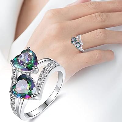 925 Sterling Silver Heart Ring for Women, Heart Band Dainty Engagement Ring Promise Wedding Rings Jewelry