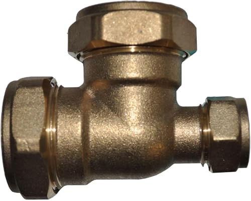 AIGHER Brass Compression Reducing Tee, 22mm x 15mm x 22mm, Heavy Pattern, WRAS Approved, 16 Bar Max Pressure, Pack of 2