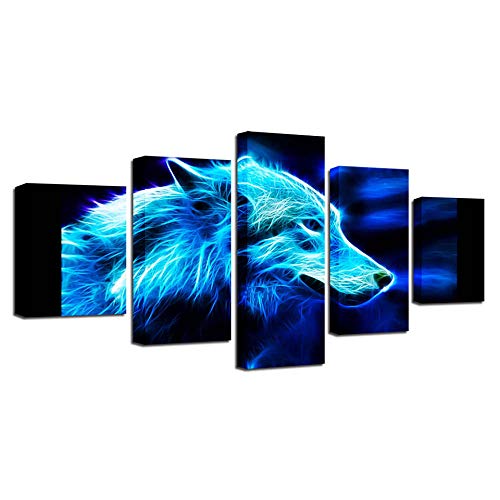 Photo loup bleu HD impression 5 pièces sans cadre moderne