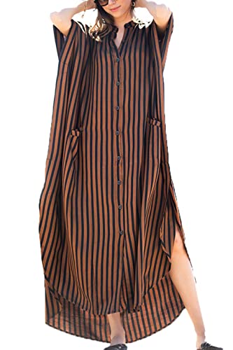 YouKD Women's Boho Long Cardigan Dress Large Size Kimono Beach Swimsuit Cover Up Dresses